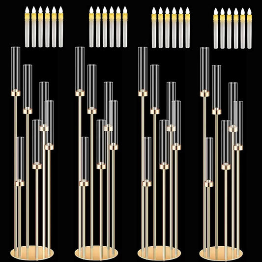 4PCS 46" Tall Metal Floor Candle Holders With LED Candles