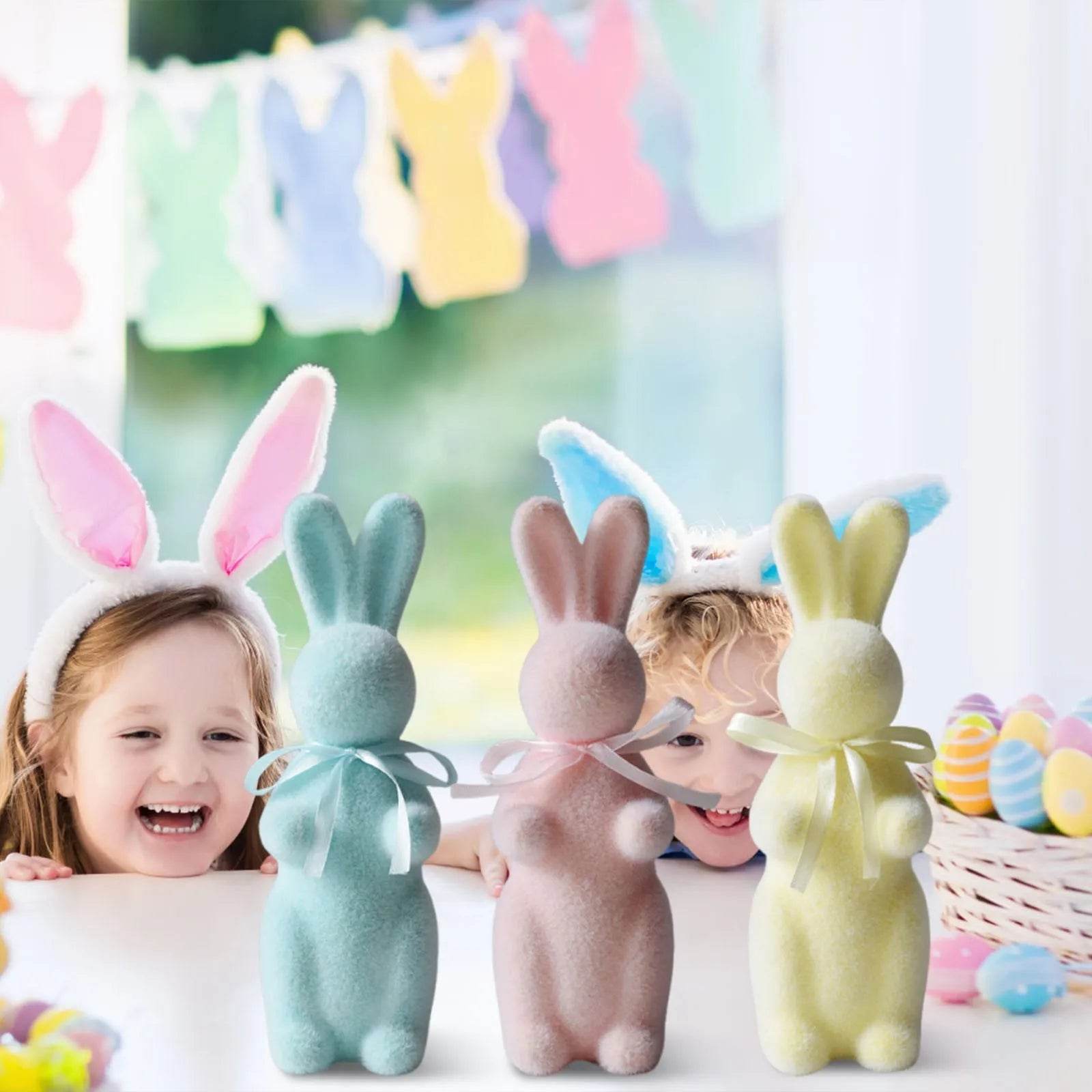 Easter Bunny Figurines With Bowtie - Estalios