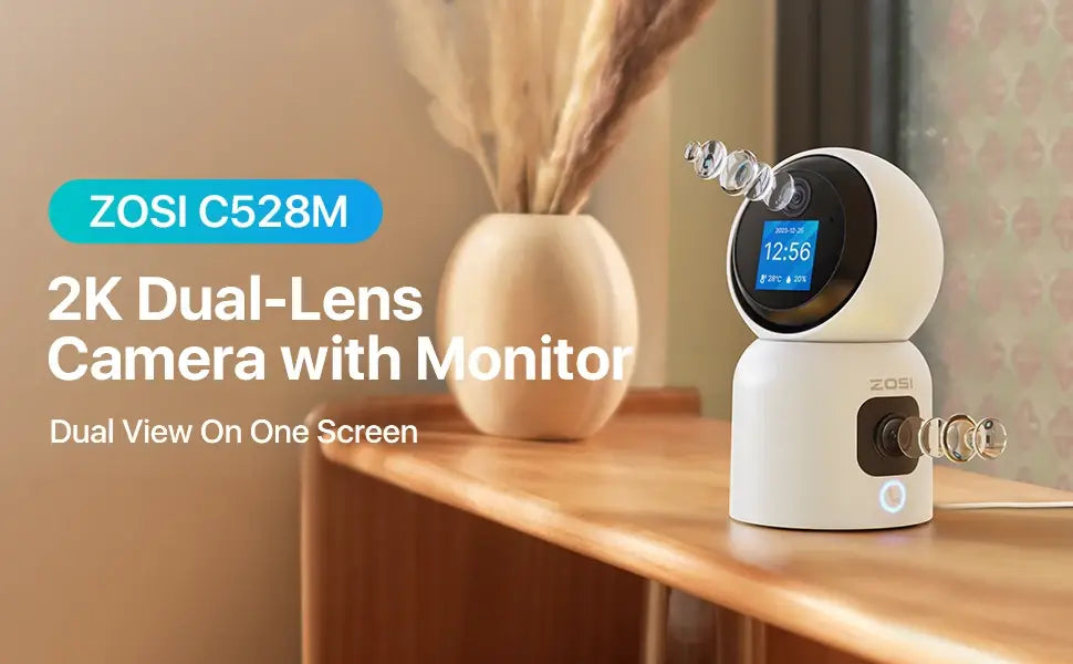 Cámaras inteligentes para bebés ZOSI con WiFi, PTZ, seguimiento automático, IA, panorámica de 360°, videovigilancia para interiores