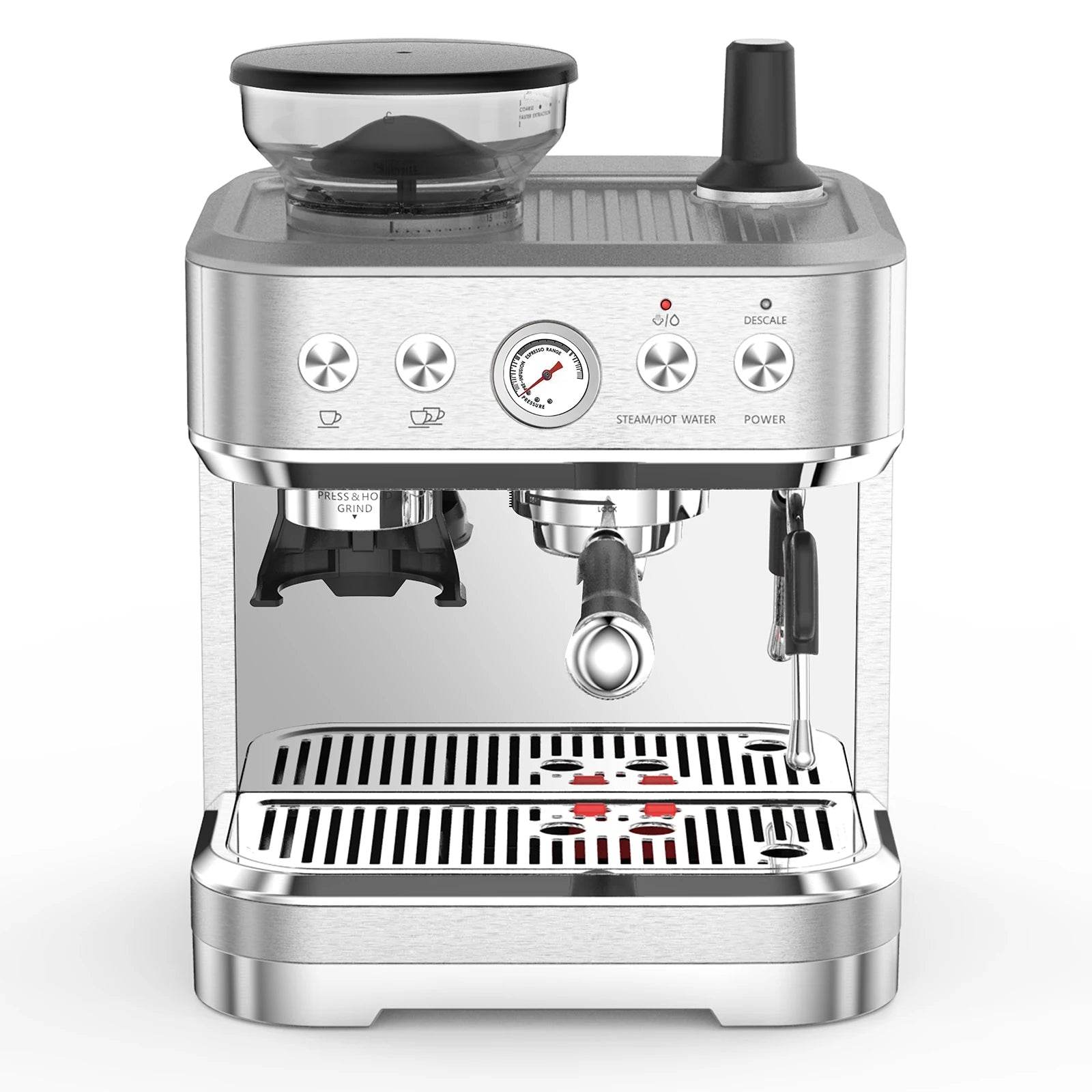 20 Bar Semi Automatic Espresso Maker with Grinder and Milk - Estalios