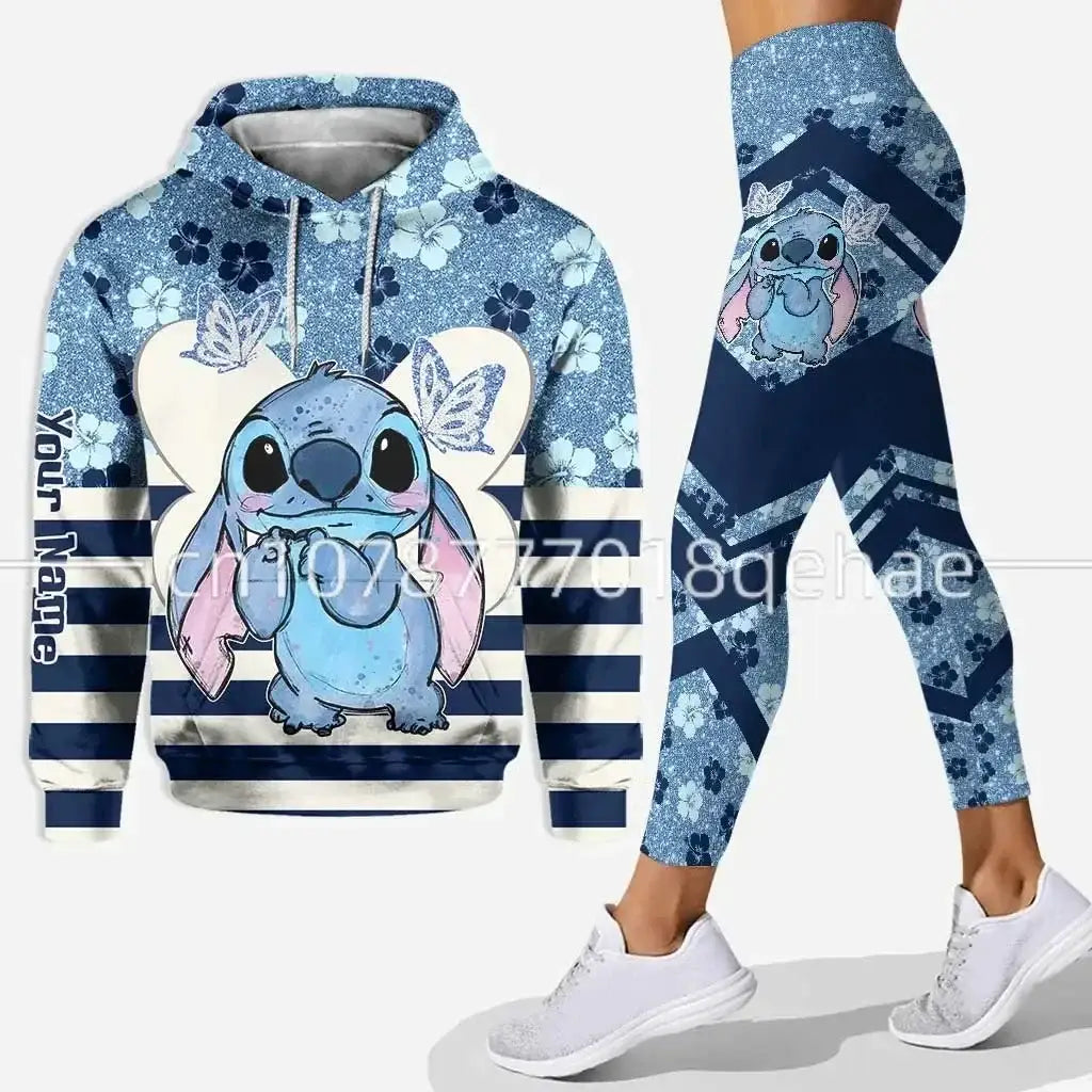 Disney Stitch and Angle 3D Hoodie and Leggings Women’s Set Yoga Pants Sports Yoga Hoodie Leggings Fashion Sportswear