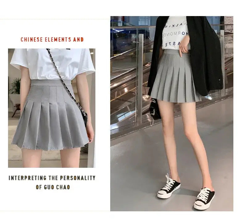 2024 White Women Pleated Skirts Summer High Waist Zipper Girls Dancing JK Mini Skirts Black Fashion Student A Line