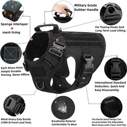 Tactical Military Dog Vest Harness and Leash Set for All Breeds - Estalios
