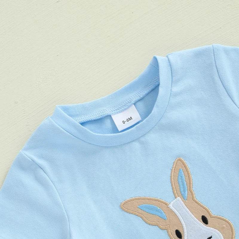 2024-11-25 Lioraitiin 0-3Y Toddler Baby Boy Easter Outfit Bunny/Cross Short Sleeve T-shirt Plaid Shorts 2pcs Summer Set - Estalios