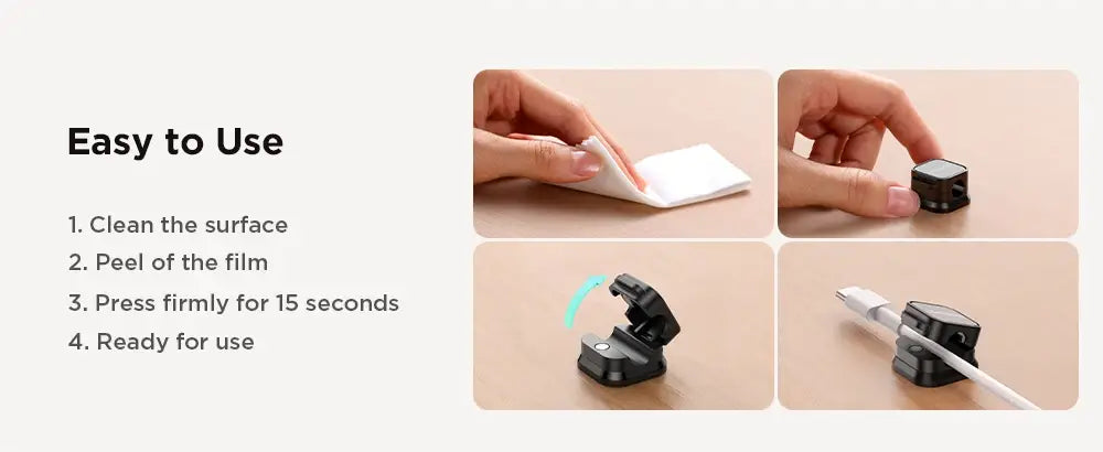 Clips magnéticos para cables Joyroom: soporte ajustable para organizar y gestionar cables debajo del escritorio