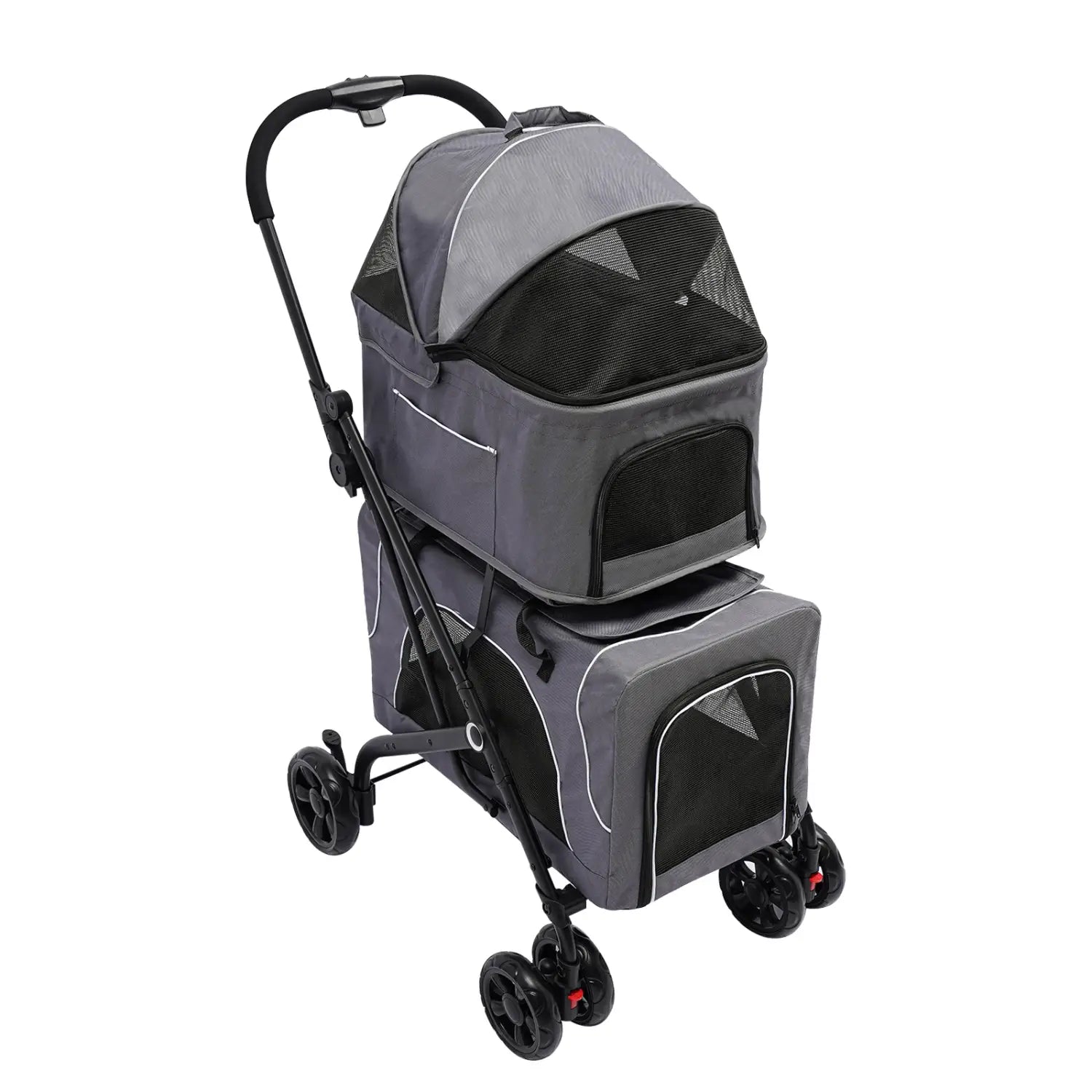 Cochecito plegable para perros y gatos, doble portador desmontable, fácil de transportar