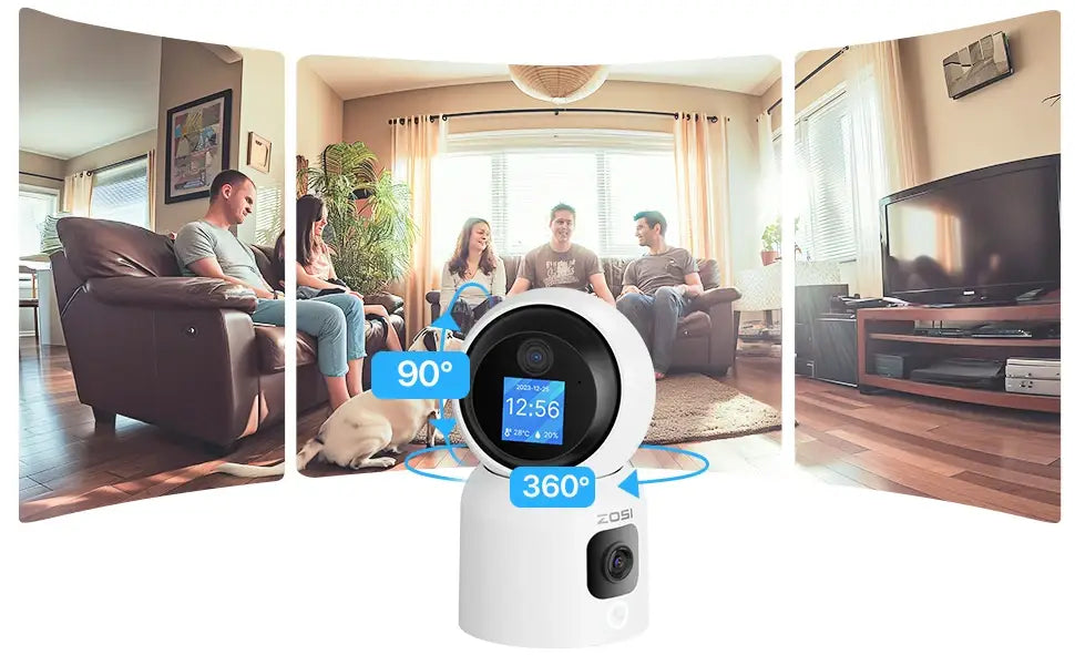 Cámaras inteligentes para bebés ZOSI con WiFi, PTZ, seguimiento automático, IA, panorámica de 360°, videovigilancia para interiores