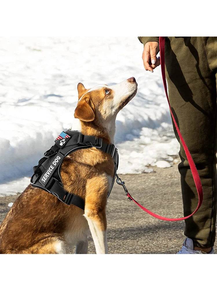 Reflective Service Dog Harness with 5 Patches, Adjustable - Estalios
