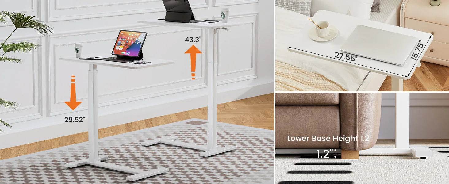 Adjustable Overbed Bedside Table with Wheels for Home Use - Estalios