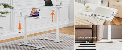 Adjustable Overbed Bedside Table with Wheels for Home Use - Estalios