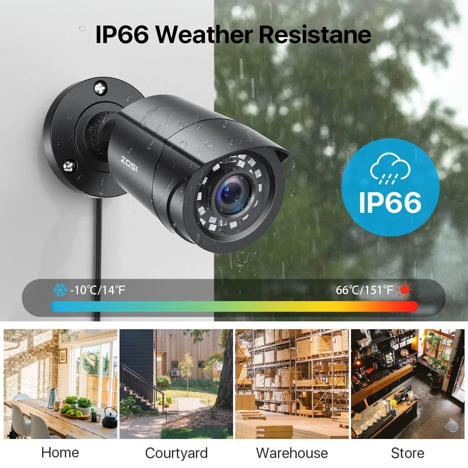 ZOSI 1080P 4 Pack HD TVI Security Cameras Outdoor Indoor Weatherproof Bullet Surveillance Camera for Analog CCTV DVR System - Estalios