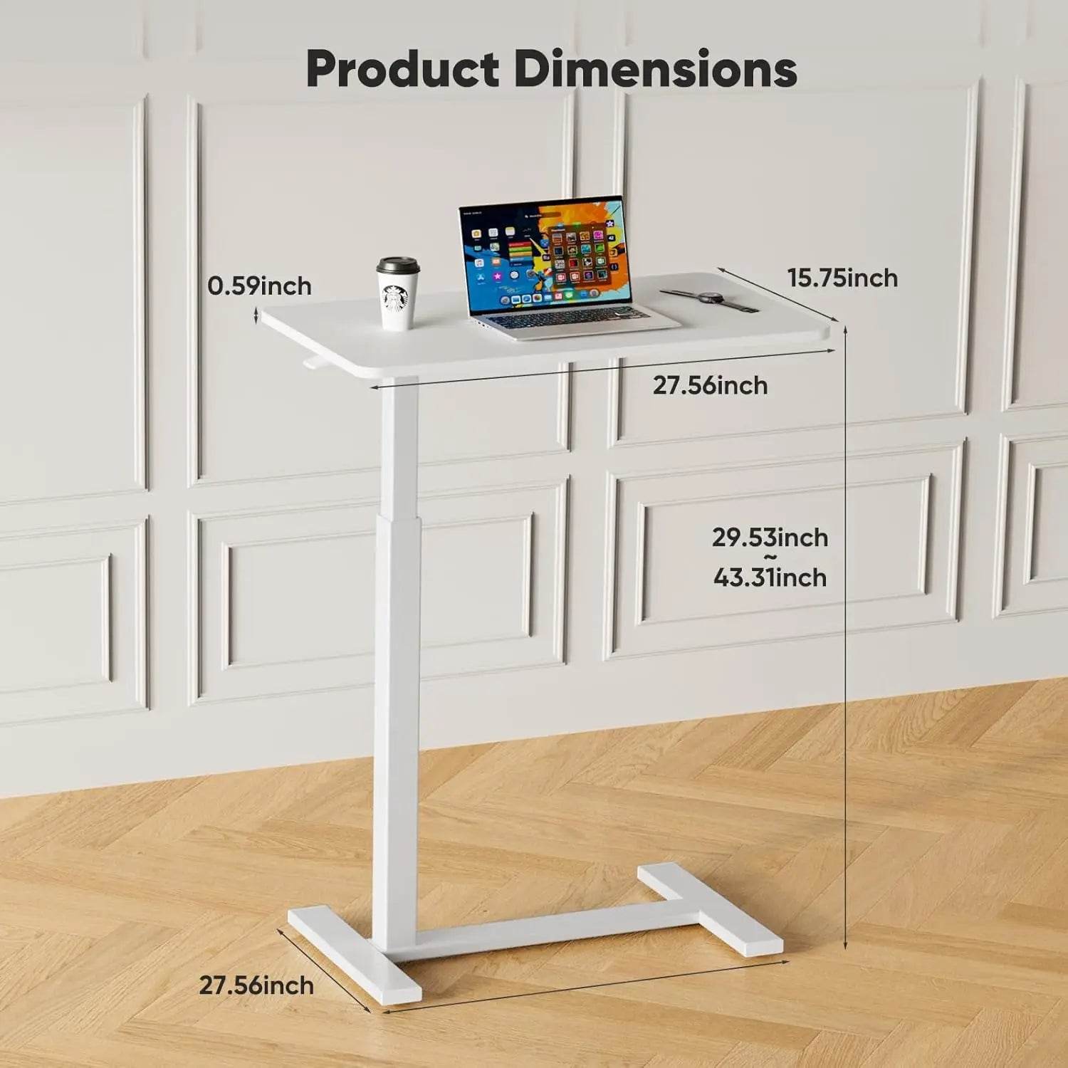 Adjustable Overbed Bedside Table with Wheels for Home Use - Estalios