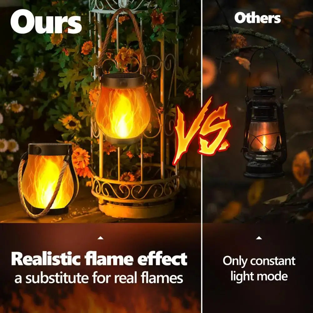 Solar Lantern Lights Waterproof Flickering Flame Garden Light Decorative Solar Hanging Lantern With 2 Modes For Yard