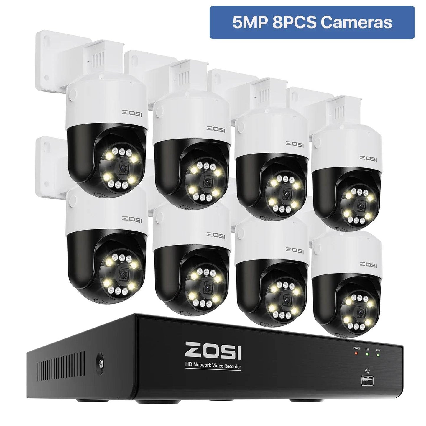 ZOSI 8MP PTZ PoE CCTV Security Camera System AI Face Person Vehicle Detect 4K 8CH Expand 16CH NVR Video Surveillance IP Cam - Estalios
