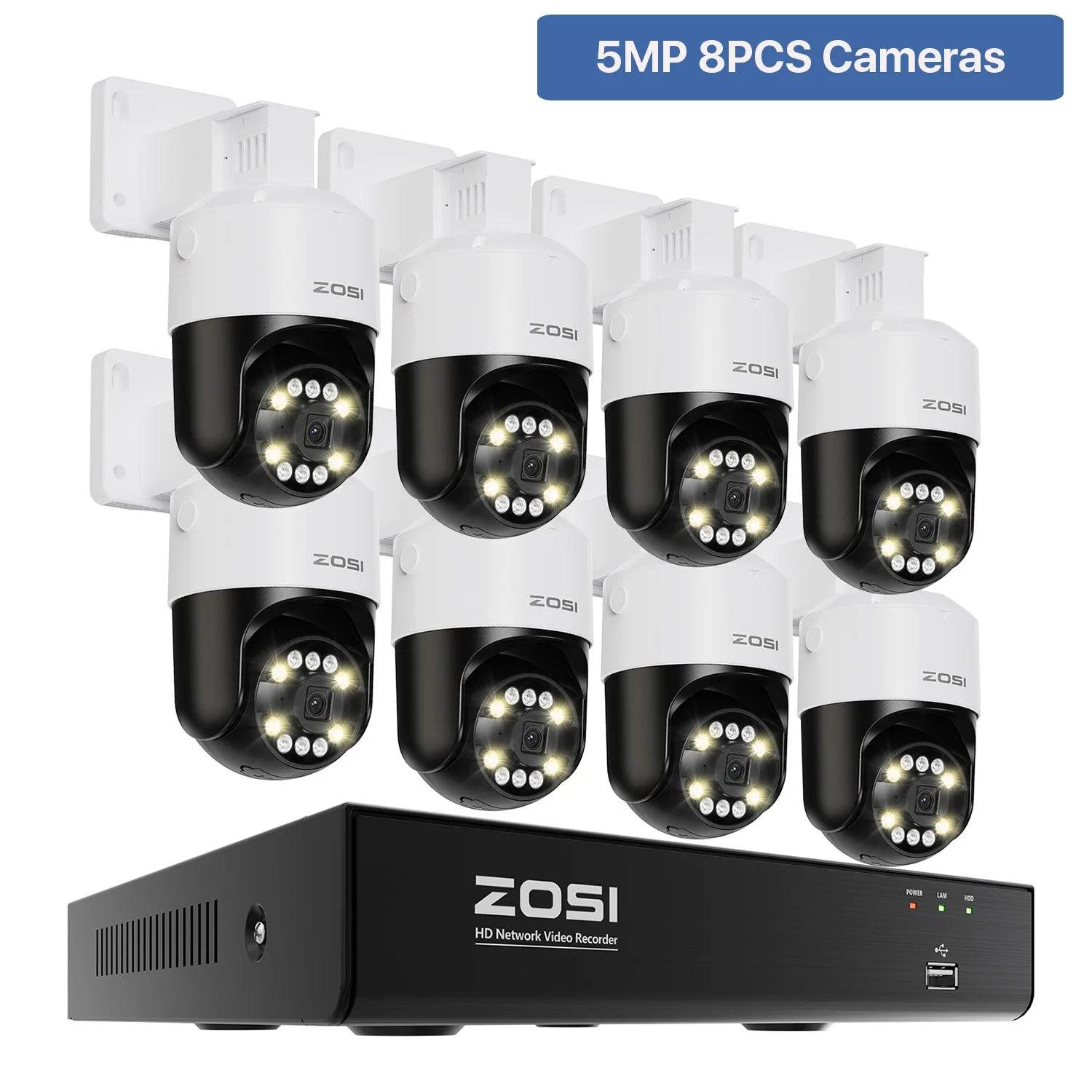 ZOSI 8MP PTZ PoE CCTV Security Camera System AI Face Person Vehicle Detect 4K 8CH Expand 16CH NVR Video Surveillance IP Cam - Estalios