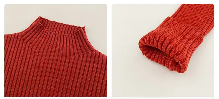 Suéter de cuello alto de punto básico sólido elegante para mujer