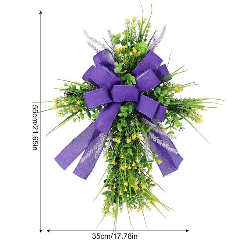 Spring Easter Front Door Wreath Decoration Handmade Floral Wreath Church Wreath Easter Cross Wreath for Front Door - Estalios