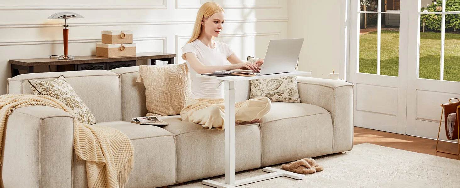 Adjustable Overbed Bedside Table with Wheels for Home Use - Estalios