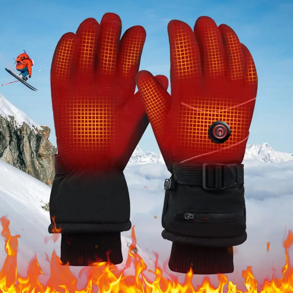 Calentador de manos eléctrico recargable de CC con 3 niveles de calor, guantes calefactables para motocicleta, pantalla táctil, invierno