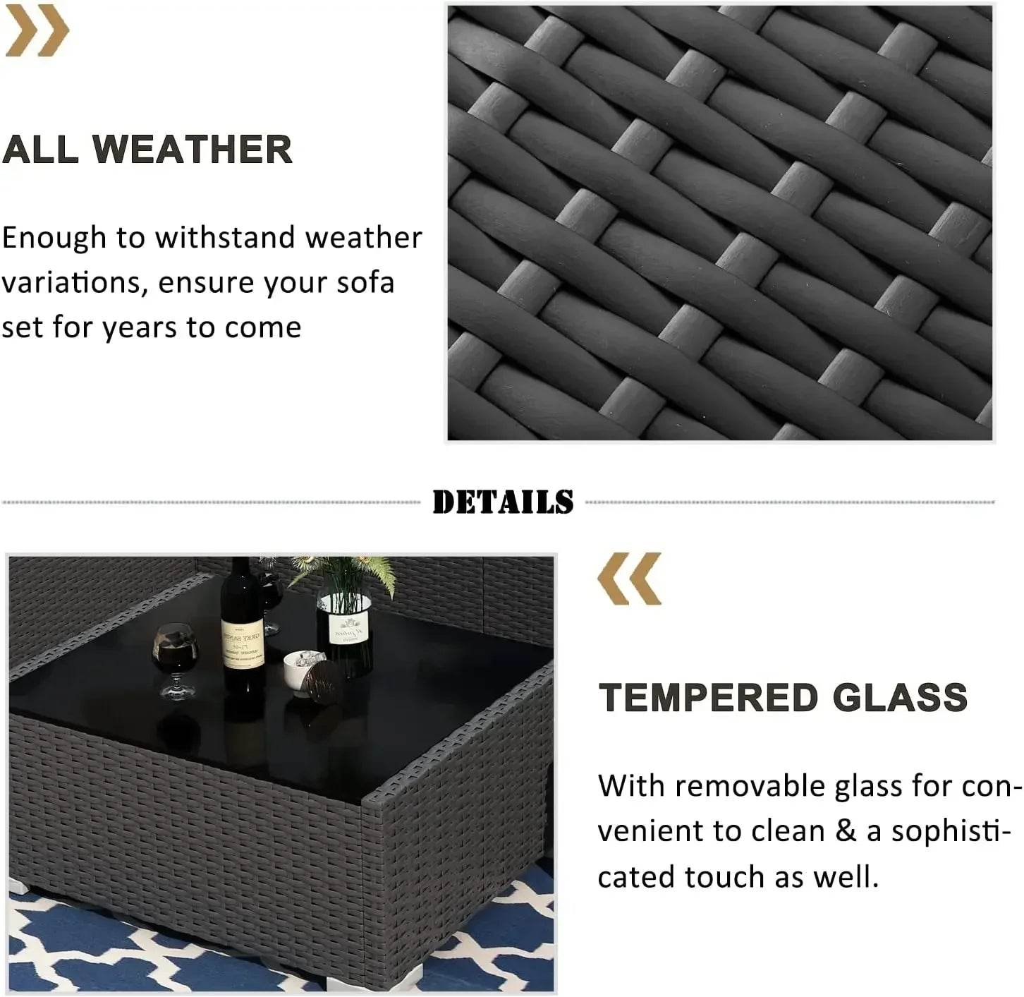 Patio Furniture Set Fire Pit Table Outdoor Sectional Sofa - Estalios