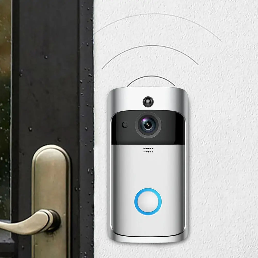 Timbre de video WiFi con audio bidireccional, timbre de seguridad para el hogar, visión nocturna de 720P con micrófono con cancelación de ruido, inteligente
