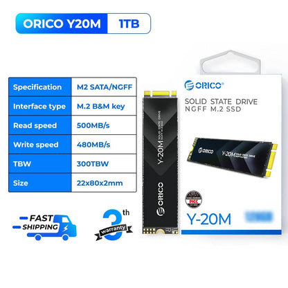 1TB 2TB 4TB ORICO Y20M M.2 SATA SSD 500MB/S for Laptops - Estalios
