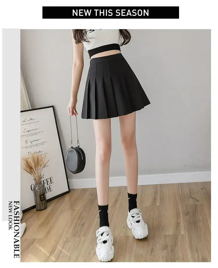 2024 White Women Pleated Skirts Summer High Waist Zipper Girls Dancing JK Mini Skirts Black Fashion Student A Line