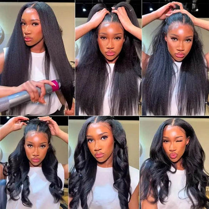 CEXXY Kinky Straight 360 HD Lace Frontal Wigs Wig For Black Women Yaki Straight Ponytail Human Hair Cheap Wigs On Clearance Sale - Estalios