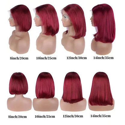 7x5 Glueless Bob Wig 99J Burgundy Straight Human Hair - Estalios