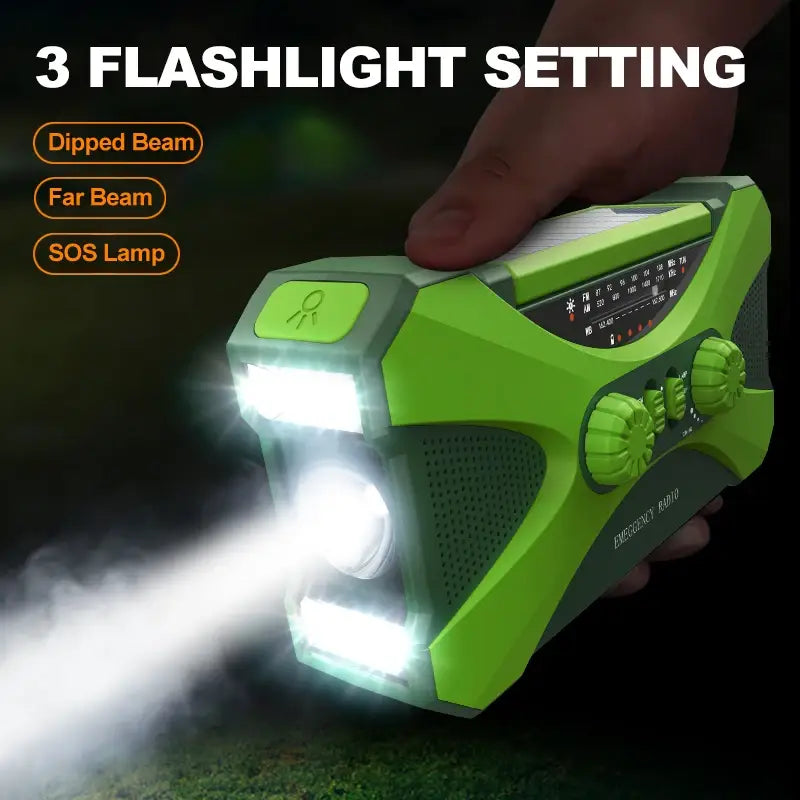 12000mAh Hand Crank Solar Power Radio Portable AM/FM/NOAA Weather Radio with LED Flashlight Power Bank Outdoor