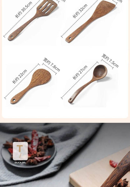 Kitchen Utensils Set Non-Stick Wooden Handle Cooking Tools - Estalios