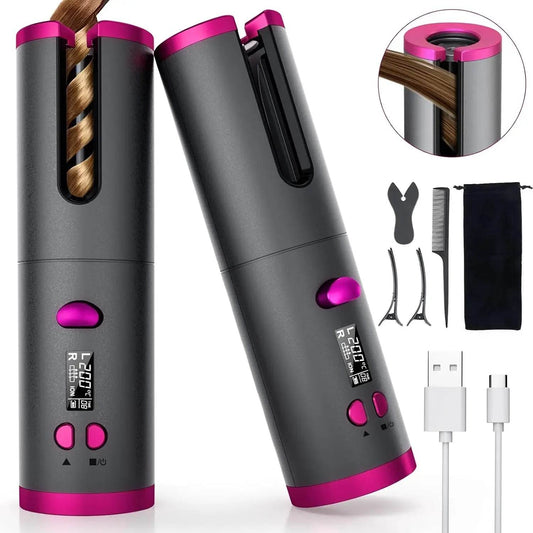 Automatic Wireless Hair Curler USB Rechargeable Adjustable - Estalios