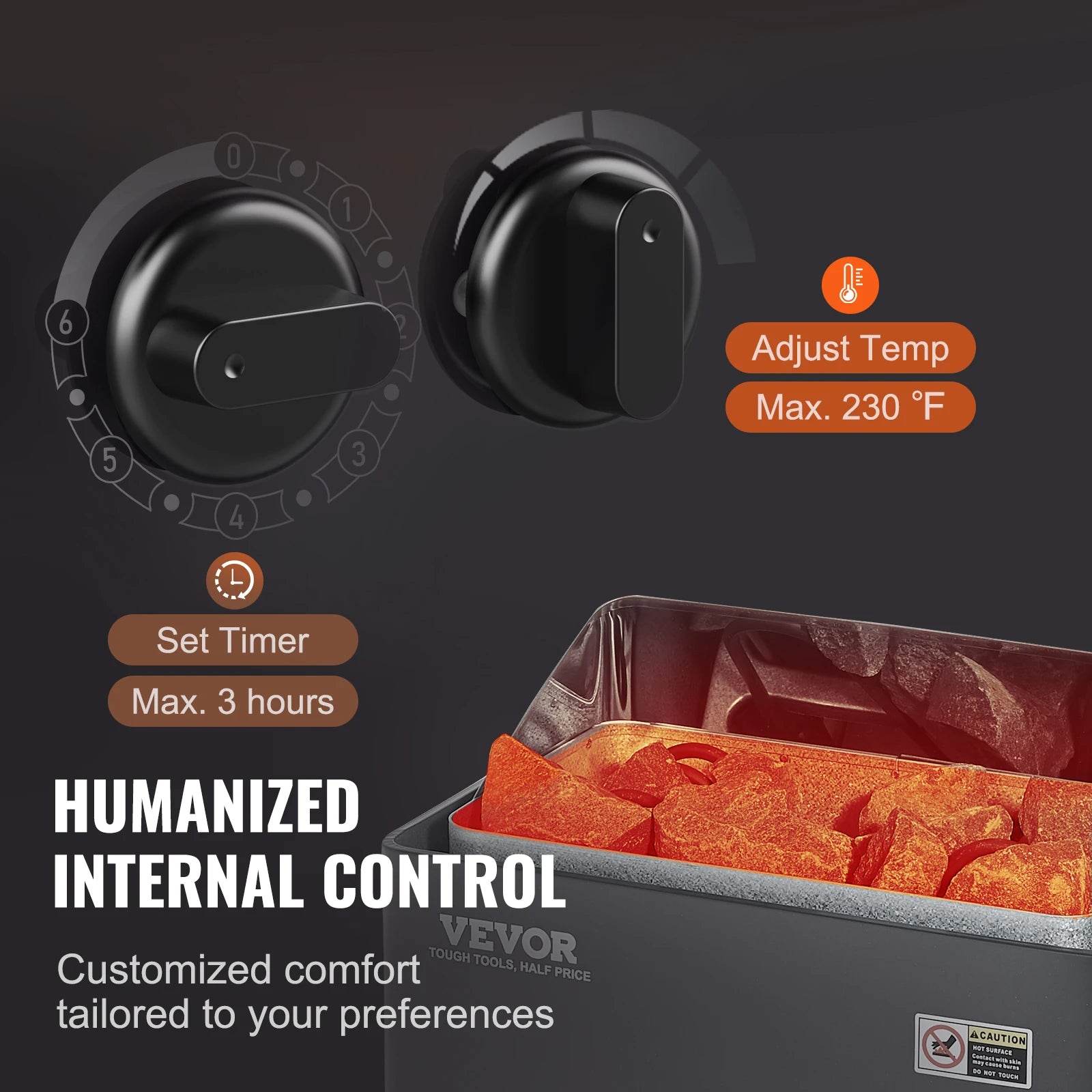 3KW Electric Sauna Heater with Internal Controller and Safety - Estalios