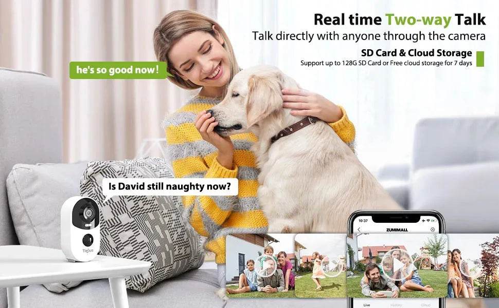 ZUMIMALL APP Security Wireless Outdoor Battery Cameras Night Vision - Estalios