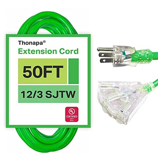 Outdoor Extension Cord 50ft Heavy Duty 3 Outlet Power Cable - Estalios
