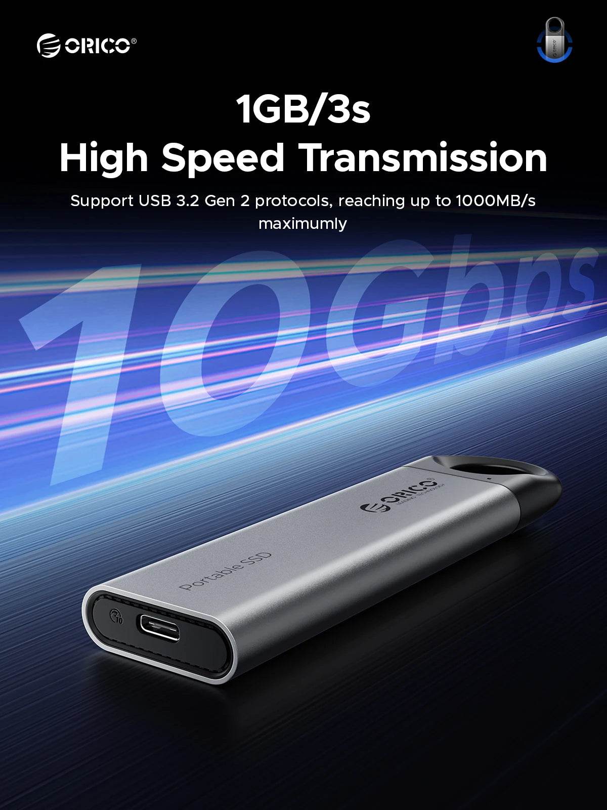 ORICO C10 1TB External SSD Up to 1050MB/S Portable Drive - Estalios