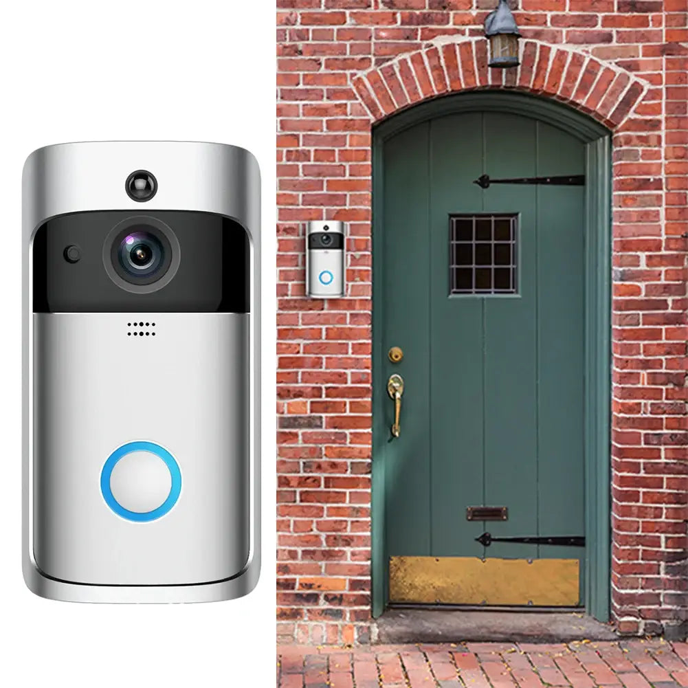 Timbre de video WiFi con audio bidireccional, timbre de seguridad para el hogar, visión nocturna de 720P con micrófono con cancelación de ruido, inteligente