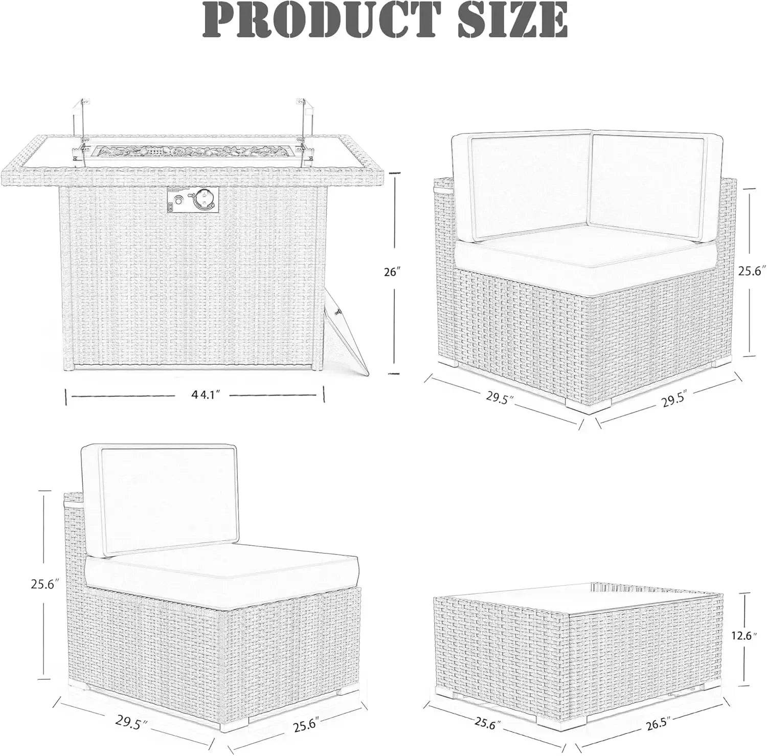 Patio Furniture Set Fire Pit Table Outdoor Sectional Sofa - Estalios