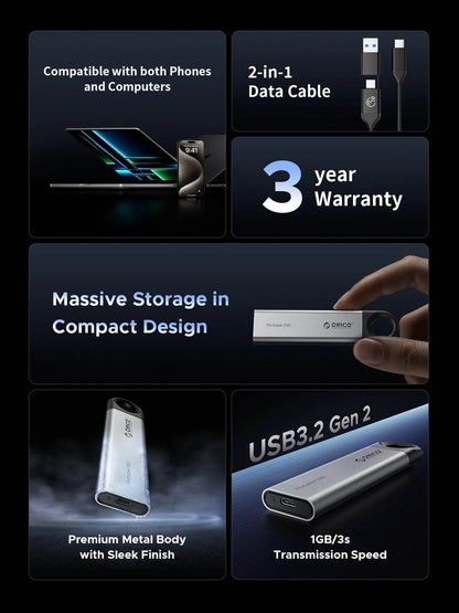 ORICO C10 1TB External SSD Up to 1050MB/S Portable Drive - Estalios