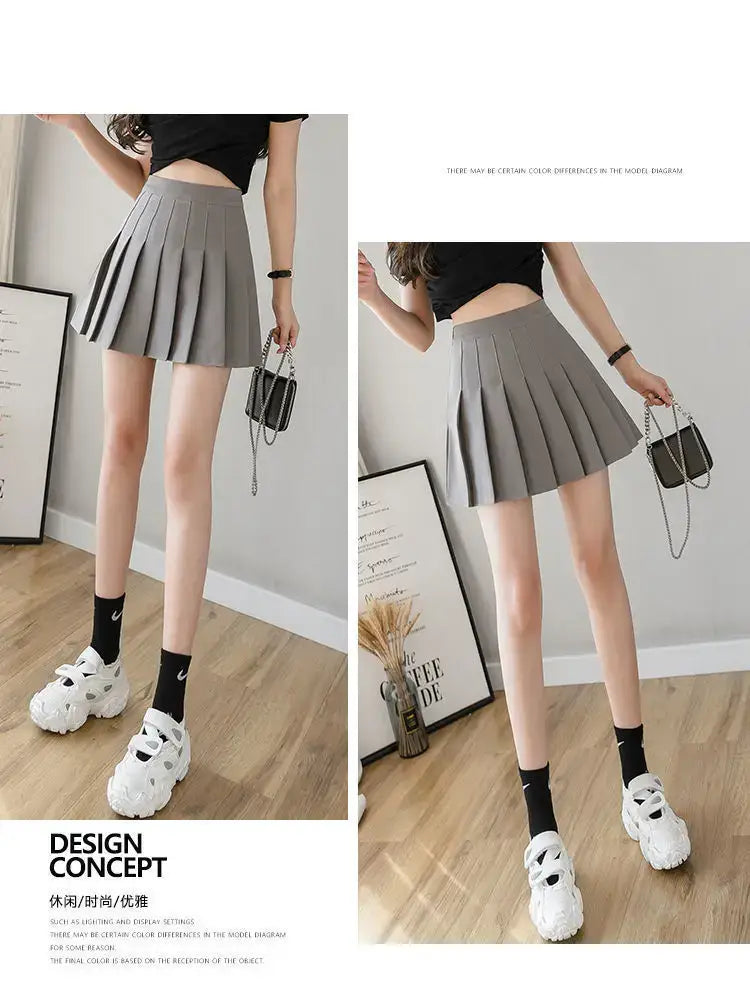 2024 White Women Pleated Skirts Summer High Waist Zipper Girls Dancing JK Mini Skirts Black Fashion Student A Line