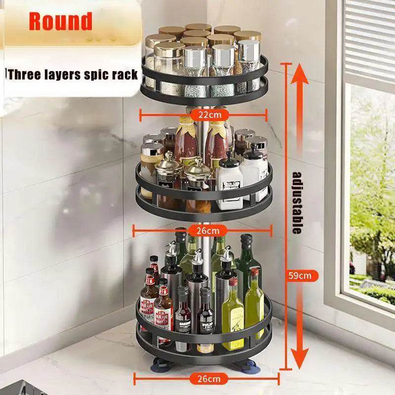 360 Rotation Spice Rack Multi-Layer Kitchen Organizer Tray - Estalios