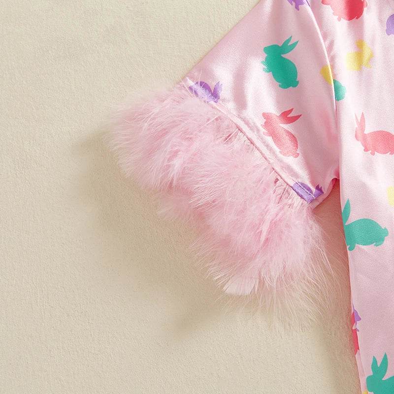 Women s Easter 2-Piece Pajama Set with Short Sleeve Lapel Bunny Print Shirt and Shorts for Comfortable Sleepwear - Estalios