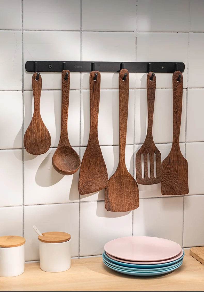 Kitchen Utensils Set Non-Stick Wooden Handle Cooking Tools - Estalios
