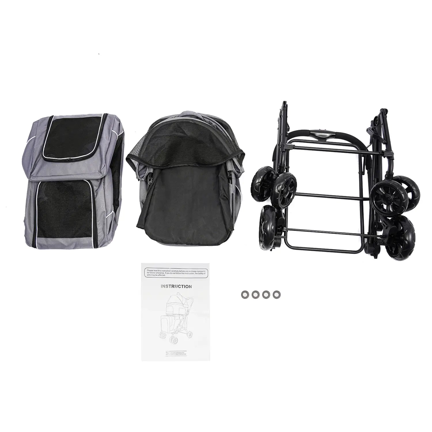 Cochecito plegable para perros y gatos, doble portador desmontable, fácil de transportar