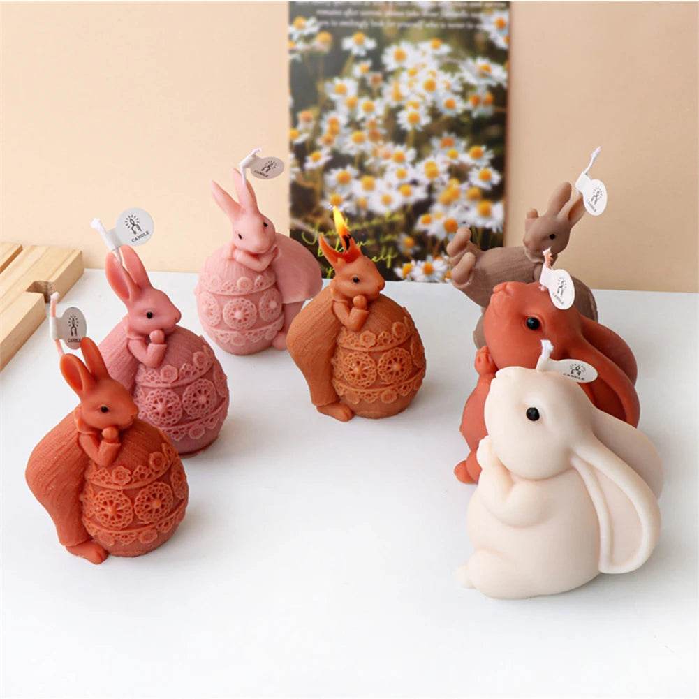 Easter Mold 3D Easter Bunny Egg Candle Silicone Mold Handmade DIY Easter Decorative Ornament Resin Mold Plaster Handicrafts - Estalios