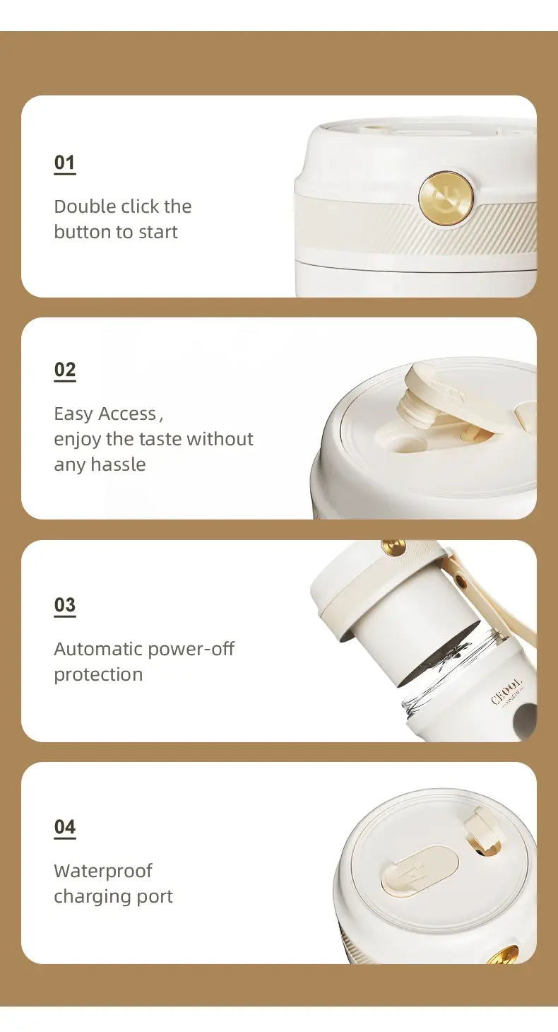 Ultimate Portable Electric Blender with 10 Stainless Steel Blades for On-the-Go Smoothies