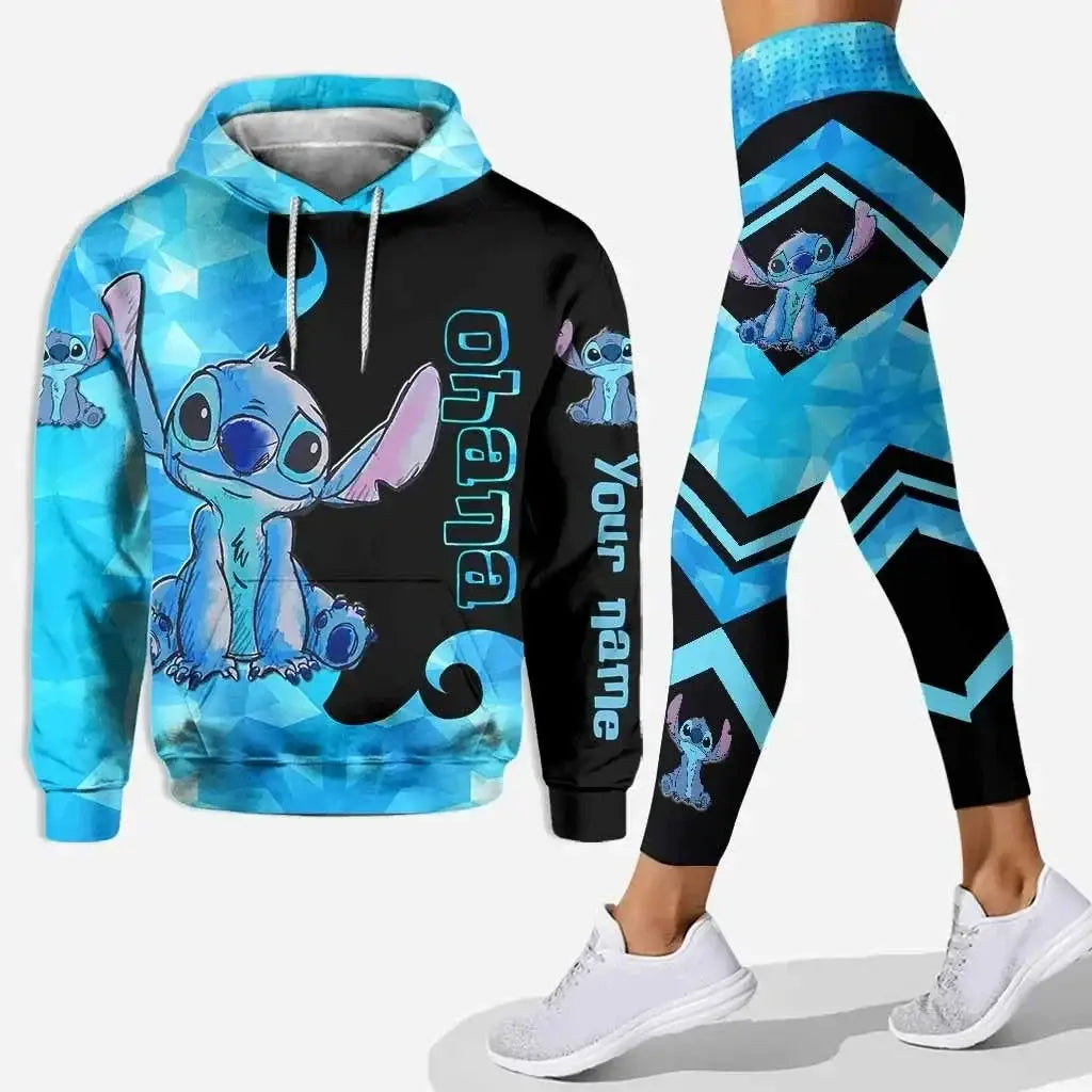 Disney Stitch and Angle 3D Hoodie and Leggings Women’s Set Yoga Pants Sports Yoga Hoodie Leggings Fashion Sportswear