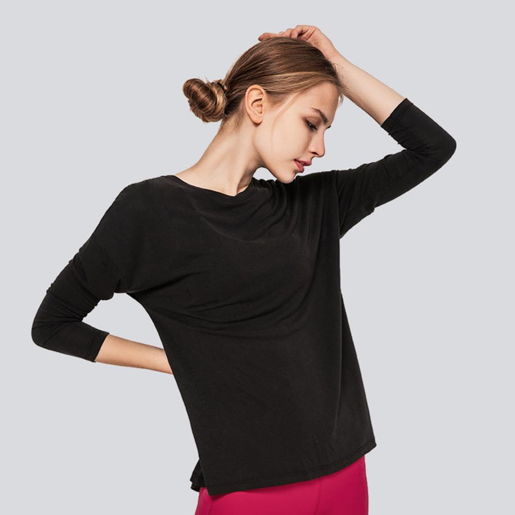 Women T-Shirts Back Cross Round Neck Hollow Out Fitness Sports Top Loose Yoga Clothes Fast Dry Running T-shirt Fitness