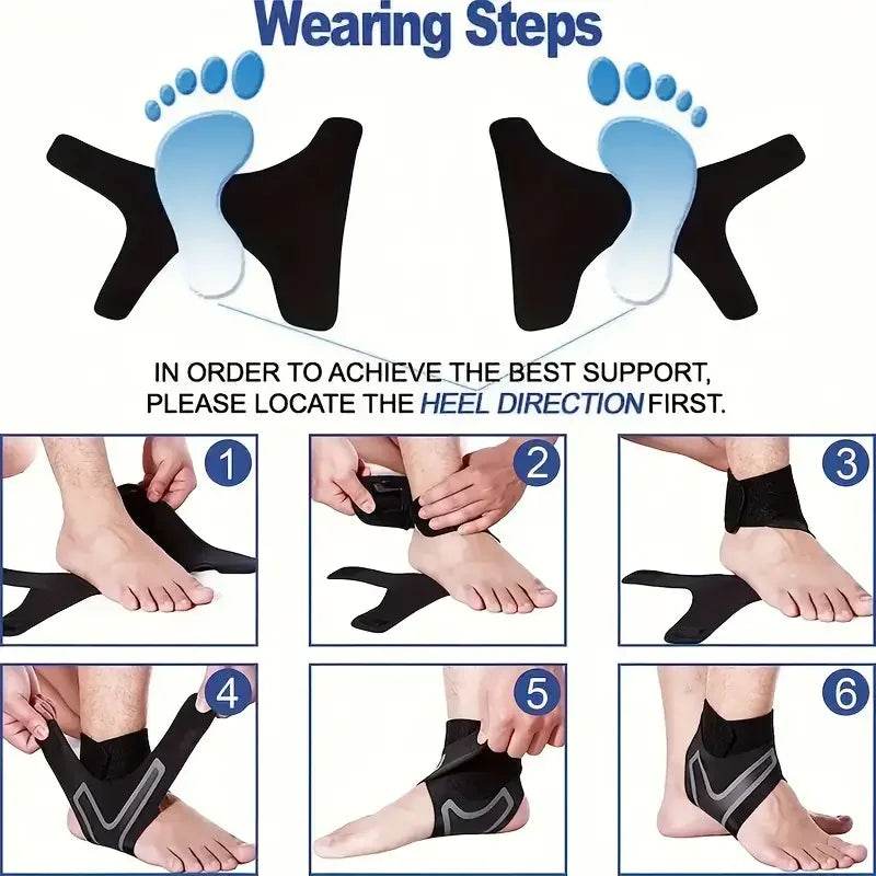 1 Pair Fitness Sports Ankle Brace Adjustable Compression Support - Estalios