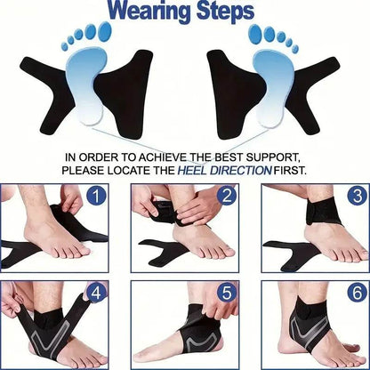 1 Pair Fitness Sports Ankle Brace Adjustable Compression Support - Estalios
